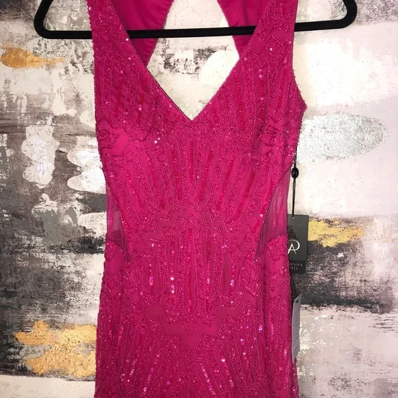 NWT Adrianna Papell Formal Beaded Gown~ Pink Sapphire